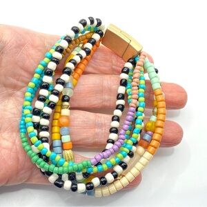 PLUNDER Beaded Multi-Strand Bracelet Magnetic Clasp